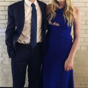 Blue formal dress with cut out